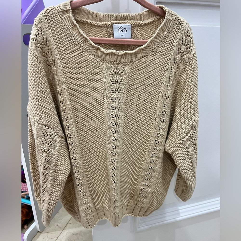 Orcas Lucille Oversized Knit Sweater | Sand | Size 3-4